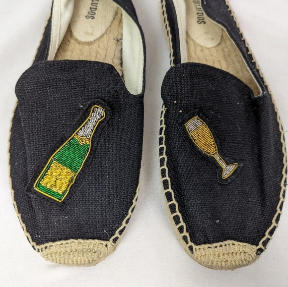 SOLUDOS ESPADRILLE 8 Cheers Champagne Bottle Glass Flats Shoes Slip On Fun Party - Picture 8 of 15